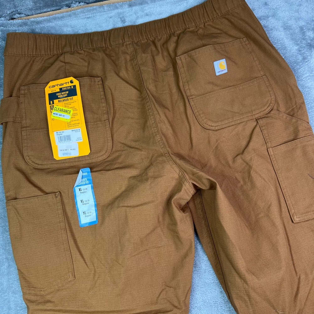 Carhartt Force Ripstop Work Pant Womens XL Brown Solid Relaxed Fit Stretch